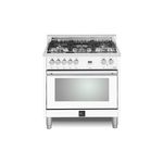 Lofra MSS36M0G500 36 inch Maestro Series Freestanding Dual Fuel Range with 5 Sealed Brass Burners, 3 cu. ft. Oven Capacity and True European Convection (White)