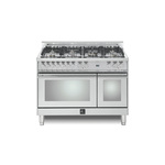 Lofra MSD48MMG700 48" Maestro Series Freestanding Dual Fuel Range with 7 Sealed Brass Burners, 4.27 cu. ft. Oven Capacity, True European Convection (Stainless Steel)