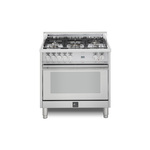 Lofra MSS36M0G500 36" Maestro Series Freestanding Dual Fuel Range with 5 Sealed Brass Burners, 3 cu. ft. Oven Capacity and True European Convection (Stainless Steel)