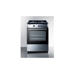 Summit PRO24G 24 inch Gas Range with 4 Sealed Sabaf Burners, Storage Compartment, Oven Light, Continuous Grates and ADA Compliant in Stainless Steel