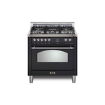 Lofra RS30M0G500 30" Dolcevita Series Freestanding Dual Fuel Range with 5 Sealed Brass Burners, 3 cu. ft. Oven Capacity and True European Convection (Matte Black, Chrome)