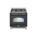 Lofra RS36M0G500 36 inch Dolcevita Series Freestanding Dual Fuel Range with 5 Sealed Brass Burners, 3 cu. ft. Oven Capacity and True European Convection (Matte Black, Chrome)