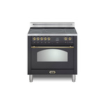 Lofra RS36M000I5 36" Dolcevita Series Freestanding Induction Range with 5 Elements, 3 cu. ft. Oven Capacity and True European Convection (Matte Black, Brass)