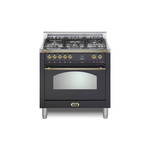 Lofra RS36M0G500 36" Dolcevita Series Freestanding Dual Fuel Range with 5 Sealed Brass Burners, 3 cu. ft. Oven Capacity and True European Convection (Matte Black, Brass)