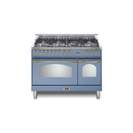 Lofra RD48MMG700 48 inch Dolcevita Series Freestanding Dual Fuel Range with 7 Sealed Brass Burners, 4.27 cu. ft. Total Oven Capacity and True European Convection (Lavender, Brass)