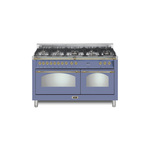 Lofra RD60MMG800 60" Dolcevita Series Freestanding Dual Fuel Range with 8 Sealed Brass Burners, 4.92 cu. ft. Total Oven Capacity and True European Convection (Lavender, Brass)