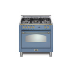 Lofra RS30M0G500 30" Dolcevita Series Freestanding Dual Fuel Range with 5 Sealed Brass Burners, 3 cu. ft. Oven Capacity and True European Convection (Lavender, Brass)