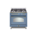 Lofra RS36M0G500 36" Dolcevita Series Freestanding Dual Fuel Range with 5 Sealed Brass Burners, 3 cu. ft. Oven Capacity and True European Convection (Lavender, Brass)