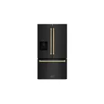 ZLINE RSMZW36BSCB 36" Freestanding French Door Refrigerator with 28.9 cu. ft. Capacity, External Water and Ice Dispenser, LED Lighting, Humidity Controlled Crisper Drawers and Super Cool Function in Stainless Steel with Champagne Bronze Trim