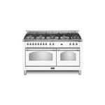 Lofra RD60MMG800 60" Dolcevita Series Freestanding Dual Fuel Range with 8 Sealed Brass Burners, 4.92 cu. ft. Total Oven Capacity and True European Convection (White, Chrome)