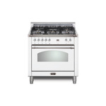 Lofra RS30M0G500 30" Dolcevita Series Freestanding Dual Fuel Range with 5 Sealed Brass Burners, 3 cu. ft. Oven Capacity and True European Convection (White, Chrome)