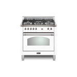 Lofra RS36M0G500 36" Dolcevita Series Freestanding Dual Fuel Range with 5 Sealed Brass Burners, 3 cu. ft. Oven Capacity and True European Convection (White, Chrome)