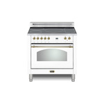 Lofra RS36M000I5 36" Dolcevita Series Freestanding Induction Range with 5 Elements, 3 cu. ft. Oven Capacity and True European Convection (White, Brass)