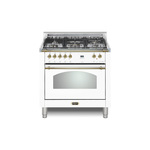 Lofra RS36M0G500 36 inch Dolcevita Series Freestanding Dual Fuel Range with 5 Sealed Brass Burners, 3 cu. ft. Oven Capacity and True European Convection (White, Brass)