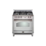 Lofra RS30M0G500 30" Dolcevita Series Freestanding Dual Fuel Range with 5 Sealed Brass Burners, 3 cu. ft. Oven Capacity and True European Convection (Stainless Steel, Chrome)