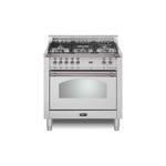 Lofra RS36M0G500 36" Dolcevita Series Freestanding Dual Fuel Range with 5 Sealed Brass Burners, 3 cu. ft. Oven Capacity and True European Convection (Stainless Steel, Chrome)