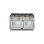 Lofra RD60MMG800 60" Dolcevita Series Freestanding Dual Fuel Range with 8 Sealed Brass Burners, 4.92 cu. ft. Total Oven Capacity and True European Convection (Stainless Steel, Brass)