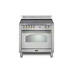 Lofra RS30M000I4 30" Dolcevita Series Freestanding Induction Range with 4 Elements, 3 cu. ft. Oven Capacity and True European Convection (Stainless Steel, Brass)