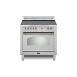 Lofra RS36M000I5 36" Dolcevita Series Freestanding Induction Range with 5 Elements, 3 cu. ft. Oven Capacity and True European Convection (Stainless Steel, Brass)