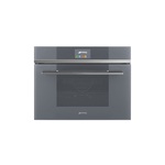 Smeg SFU4104VCS 24" Linea Series Built-in Combination Steam Oven with 1.41 cu. ft. Capacity, Vapor-Clean System and Halogen Lighting in Silver