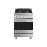 Smeg SPR24UGGX 24" Professional Series Freestanding Gas Range with 4 Sealed Burners, 2.79 cu. ft. Capacity, SoftClose Oven Door, EverClean Enamel Oven Cavity, in Stainless Steel