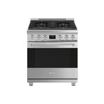 Smeg SPR30UGGX 30 inch Professional Series Freestanding Gas Range with 4 Sealed Burners, SoftClose Oven Door, EverClean Enamel Oven Cavity, in Stainless Steel