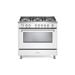 Verona VDFSGG365W 36" Designer Series Freestanding Gas Range with 5 Sealed Burners, 5 cu. ft. Oven Capacity and Convection (White)