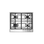 Verona VDGCT424FSS 24" Designer Series Gas Cooktop with 4 Brass Burners and Continuous Cast Iron Grates in Stainless Steel