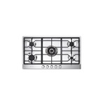 Verona VDGCT536FSS 36" Designer Series Gas Cooktop with 5 Brass Burners and Continuous Cast Iron Grates in Stainless Steel