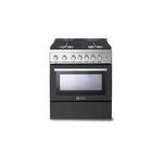 Verona VEFSGG304NE 30" Freestanding Gas Range with 4 Sealed Burners, 3.6 cu. ft. Oven Capacity and Convection Oven (Matte Black)