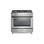 Verona VPRFSGG365SS 36" Prima Series Freestanding Gas Range with 5 Sealed SABAF Burners, 5 cu. ft. Oven Capacity and Temperature Gauge