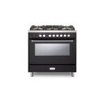 Verona VUFSGE365E 36" Ultima Collection Freestanding Dual Fuel Range with 5 Sealed SABAF Brass Burners, 5 cu. ft. Oven Capacity  (Matte Black)