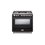 Verona VUFSGG365E 36" Ultima Collection Freestanding Gas Range with 5 Sealed SABAF Brass Burners, 5 cu. ft. Oven Capacity and Temperature Gauge (Matte Black)