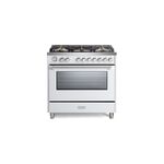 Verona VUFSGG365W 36" Ultima Collection Freestanding Gas Range with 5 Sealed SABAF Brass Burners, 5 cu. ft. Oven Capacity and Temperature Gauge (White)