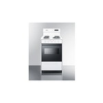 Summit WEM130DK 20" Freestanding Electric Range with 4 Coil Elements, 2.46 cu. ft. Capacity, Digital Clock and Timer, Push-to-Turn Knobs and Storage Drawer in White (Black)