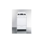 Summit WNM1107 20" Freestanding Gas Range with 4 Open Burners, 2.46 Cu. Ft. Capacity, Porcelain Construction, Broiler Drawer, Recessed Oven Door, and Electronic Ignition, in White