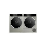 Bosch 800 Series Washer and Dryer Laundry Pair with WGB246AXUC 24" Washer and WQB245AXUC 24" Ventless Dryer (Pearl Steel)