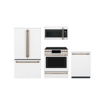 Cafe 4 Piece Kitchen Package with CWE23SP4MW2 36" Refrigerator, CES700P4MW2 30" Electric Range, CVM517P4RW2 Microwave, and CDT858P4VW2  Dishwasher