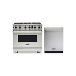 Viking 2-Piece Kitchen Package with VGIC53626BSS 36″ Gas Range and VDWU524SS 24″ Dishwasher