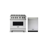 Viking 2-Piece Kitchen Package with VGR5366BSS 36″ Gas Range and VDWU524SS 24″ Dishwasher