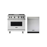 Viking 2-Piece Kitchen Package with VGR5364GSS 36″ Gas Range and VDWU524SS 24″ Dishwasher