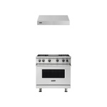 Viking 2-Piece Kitchen Package with VGR5364GSS 36″ Gas Range and VWH536121SS 36″ Wall Hood