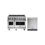 Viking 2-Piece Kitchen Package with VGR74826GSS 48″ Gas Range and VDWU524SS 24″ Dishwasher