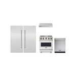 Viking 5-Piece Kitchen Package with VGIC53024BSS 30″ Gas Range, VWH530121SS 30″ Wall Hood, VDWU524SS 24″ Dishwasher, FRI7300WR 30” Refrigerator, FFI7300WL 30” Freezer, 2x VICDP30SS Stainless Steel Panels