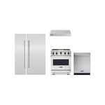 Viking 5-Piece Kitchen Package with VGIC53024BSS 30 inch Gas Range, VWH3010SS 30 inch Wall Hood, VDWU524SS 24 inch Dishwasher, FRI7300WR 30 inch Refrigerator, FFI7180WL 18 inch Freezer, VICDP30SS and VICDP18SS Stainless Steel Panels