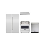 Viking 5-Piece Kitchen Package with VGIC53024BSS 30 inch Gas Range, VWH3010SS 30 inch Wall Hood, VDWU524SS 24 inch Dishwasher, FRI7240WR 24 inch Refrigerator, FFI7180WL 24 inch Freezer, VICDP24SS and VICDP18SS Stainless Steel Panels