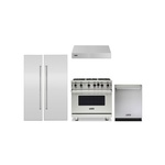 Viking 5-Piece Kitchen Package with VGIC53626BSS 36 inch Gas Range, VWH3610SS 36 inch Wall Hood, VDWU524SS 24 inch Dishwasher, FRI7240WR 24 inch Refrigerator, FFI7180WL 18 inch Freezer, VICDP24SS and VICDP18SS Stainless Steel Panels