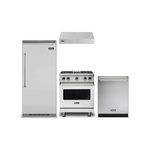 Viking 4-Piece Kitchen Package with VGR5304BSS 30″ Gas Range, VWH3010SS 30″ Wall Hood, VDWU524SS 24″ Dishwasher and VCRB5363RSS 36″ Refrigerator