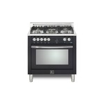 Lofra CXSS36M0-G500 36" Curva Dual Fuel Freestanding Range with 5 Brass Burners, True European Convection Oven (Matte Black)