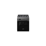 Smeg CPF30UGMBL 30 inch Portofino Series Dual Fuel Range with 4 Sealed Burners, 3.6 cu. ft. Capacity, Even Clean Enamel  (Black)